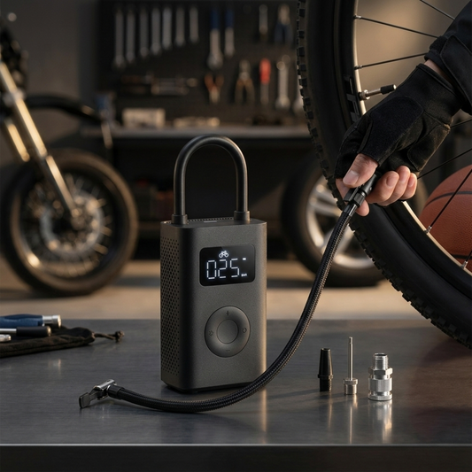 NovaFinds | Portable Electric Air Compressor 2D – 150PSI Smart Tire Inflator with Auto Shut-Off & LED Light